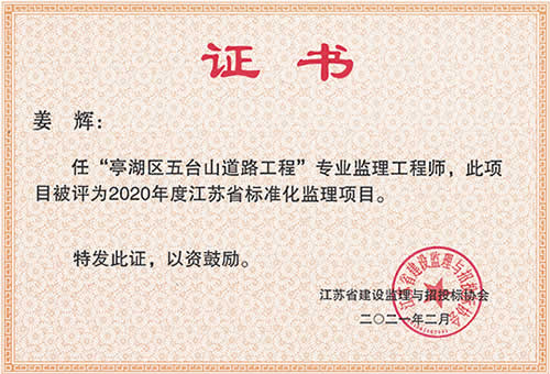 江苏省标准化监理项目_姜辉（2020年度）